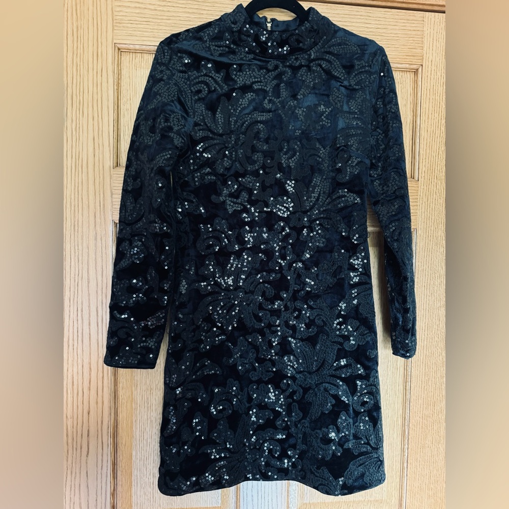 Venus black Velour Mini Dress